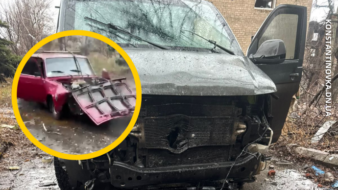 В Константиновке зафиксировано два удара FPV-дронов: повреждены автомобили, пострадавших нет